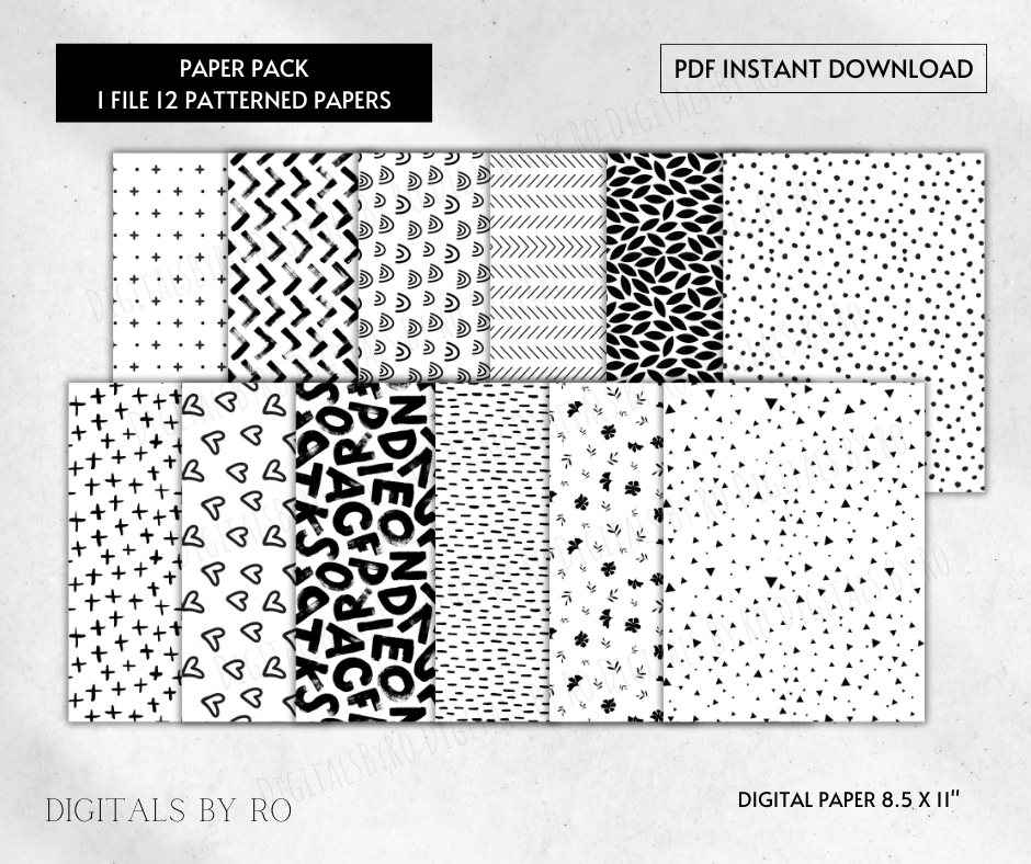 a Year in Patterns printable paper pack (12 different pattern papers)