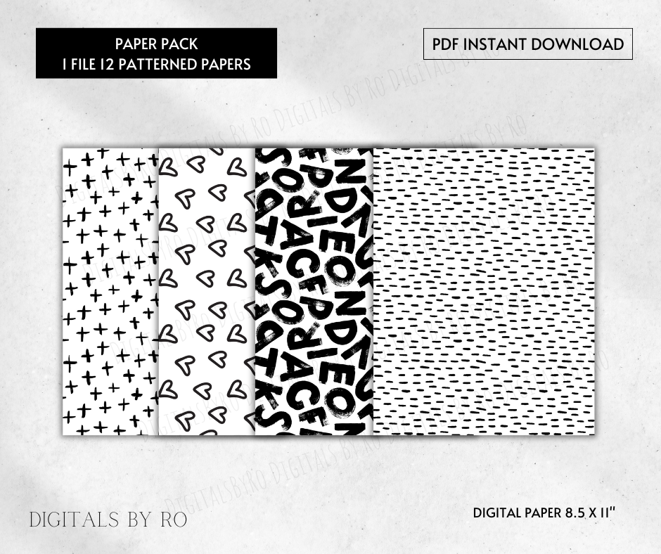 a Year in Patterns printable paper pack (12 different pattern papers)