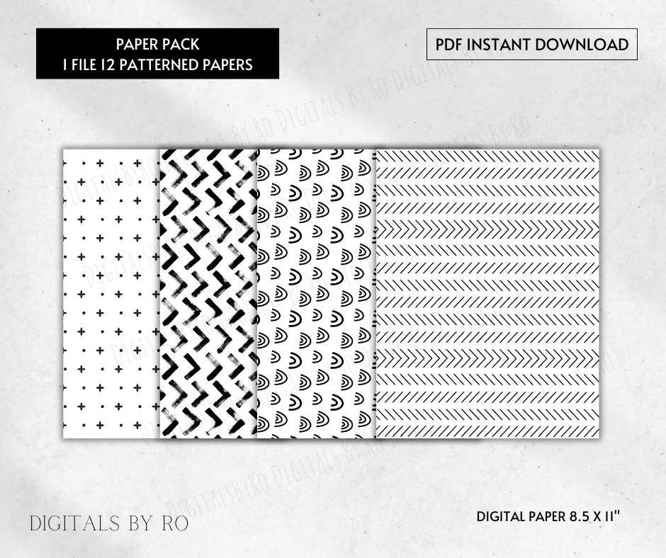 a Year in Patterns printable paper pack (12 different pattern papers)