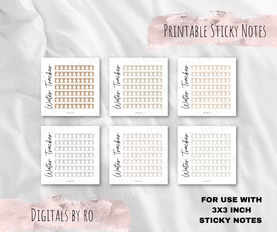 Neutral Water Tracker Sticky/Memo Notes