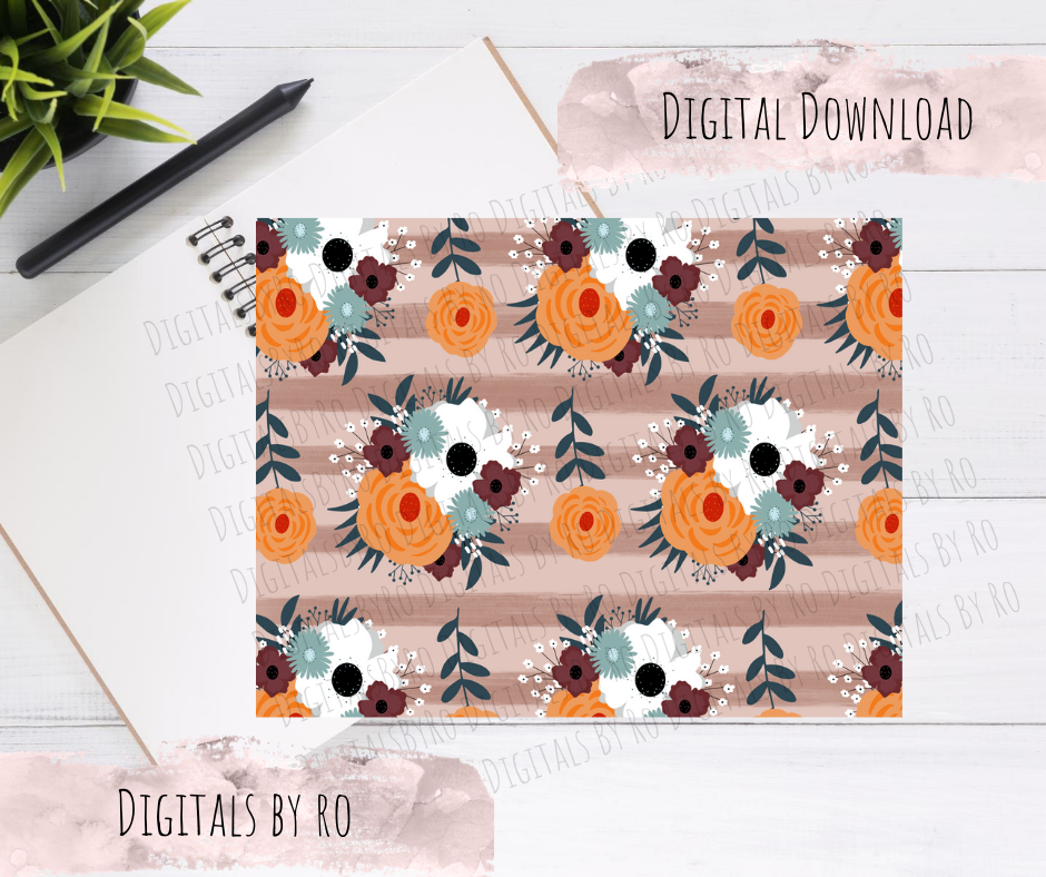 Floral Stripe Digital Paper