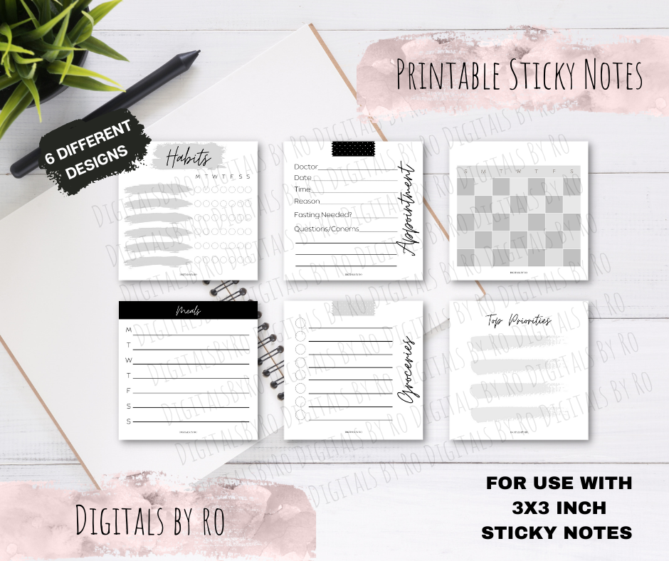 Minimal Functional Printable Sticky/Memo Notes