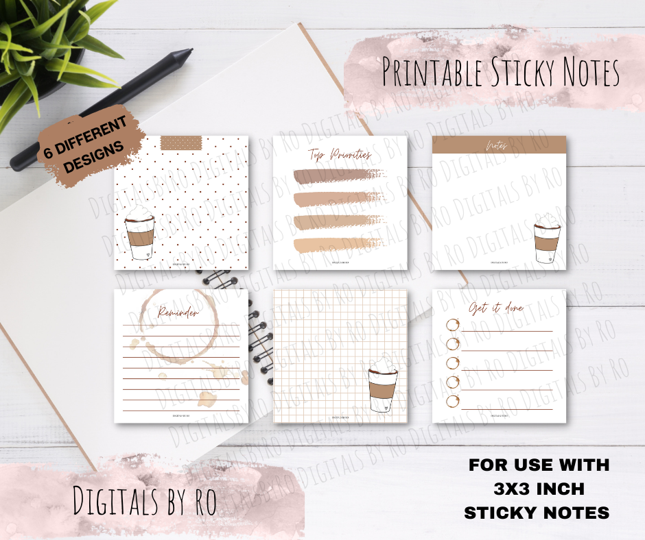 Coffee Printable Sticky/Memo Notes