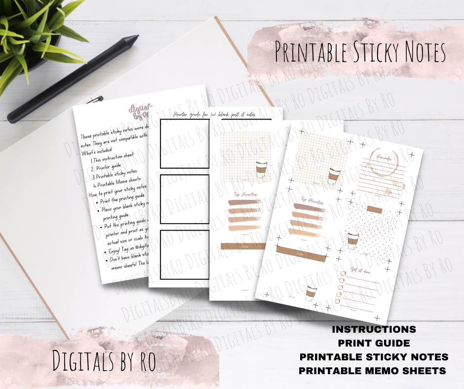 Coffee Printable Sticky/Memo Notes
