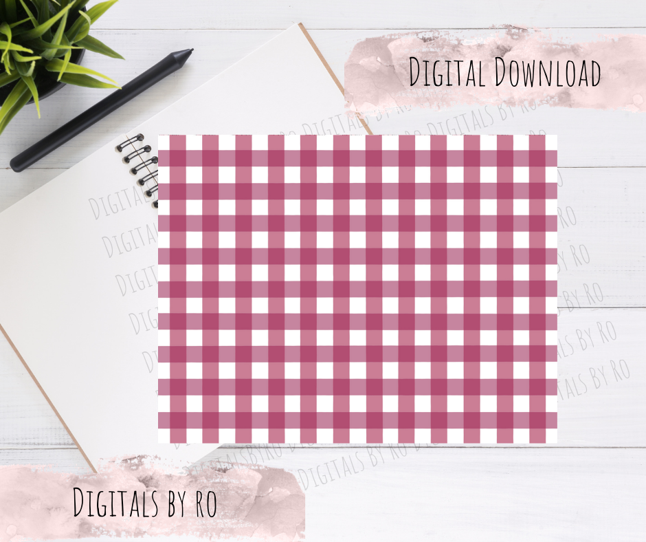 Raspberry gingham Paper