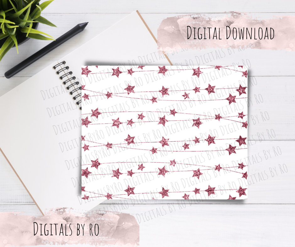 Rose Gold Glitter Stars Vellum