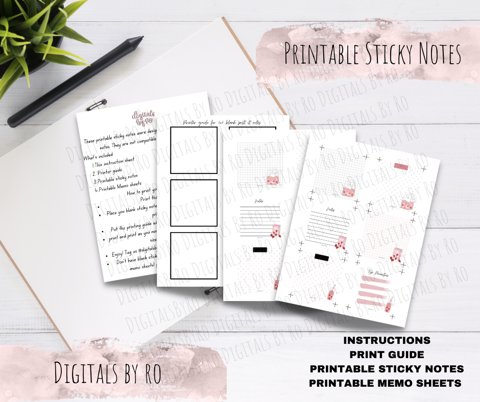 Strawberry Milk Printable Sticky/Memo Notes