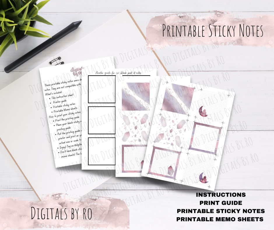 Crystal Moon Printable Sticky/Memo Notes