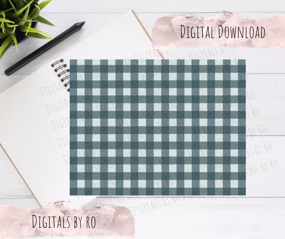 Blue Gingham Digital Paper
