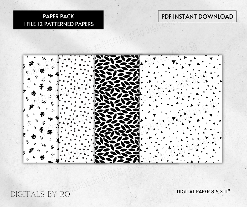 a Year in Patterns printable paper pack (12 different pattern papers)