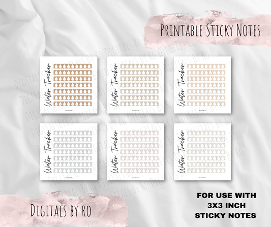 Neutral Water Tracker Sticky/Memo Notes