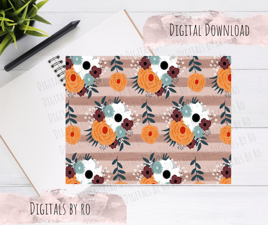 Floral Stripe Digital Paper