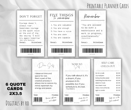 Receipt Vertical Planner Cards