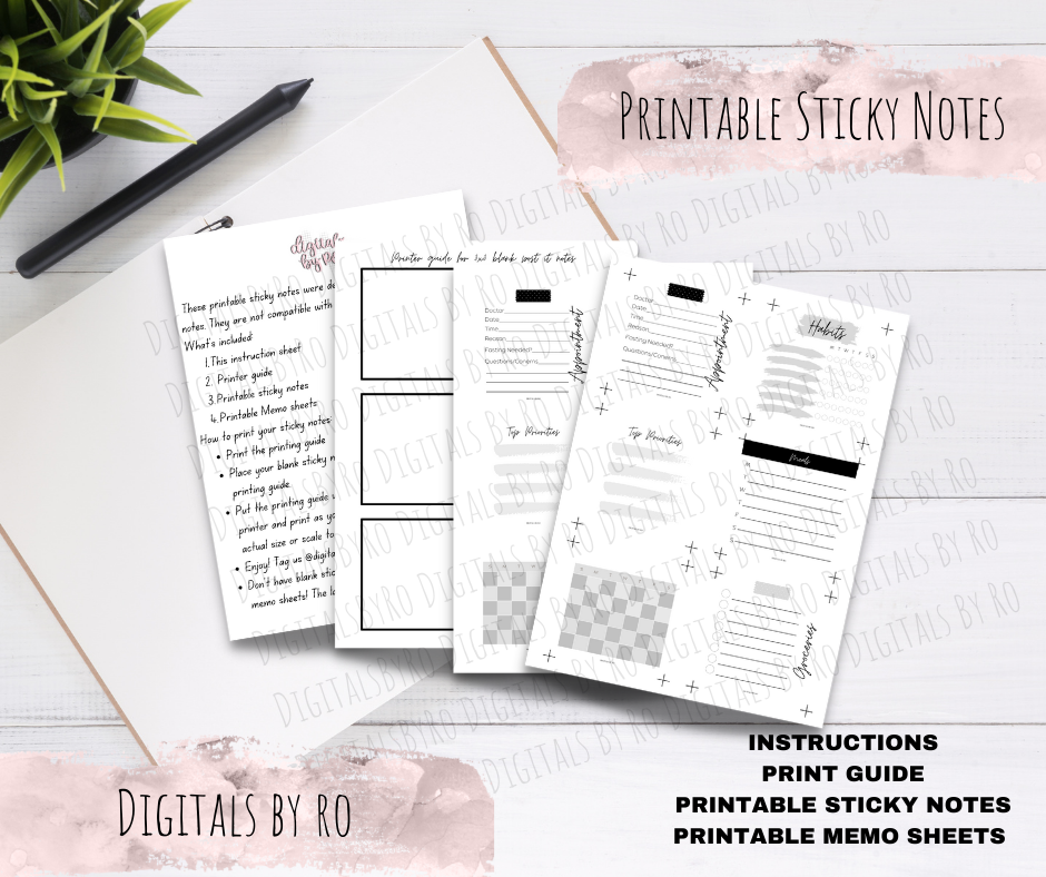 Minimal Functional Printable Sticky/Memo Notes