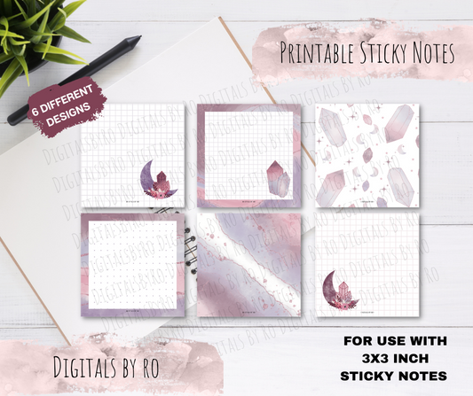 Crystal Moon Printable Sticky/Memo Notes