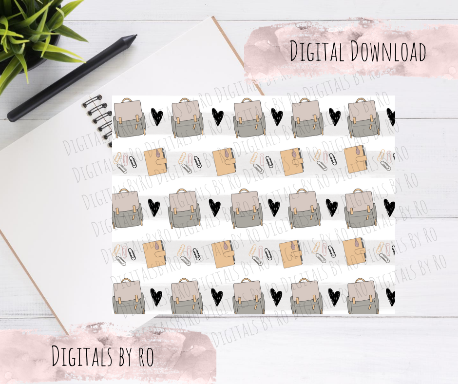 Planner Girl Back to school Digital Paper