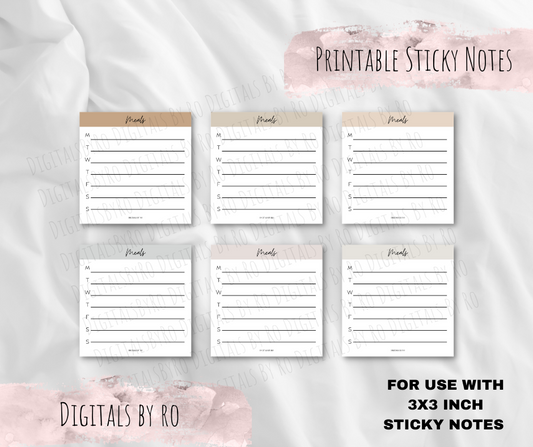 Neutral Meals Sticky/Memo Notes